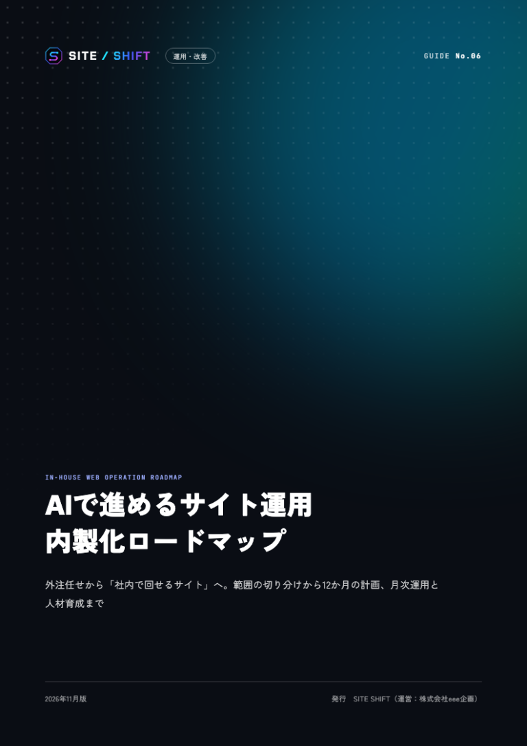 AIで進めるサイト運用 内製化ロードマップ 表紙