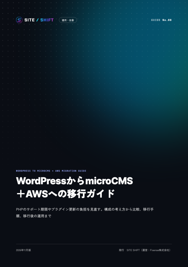 WordPressからmicroCMS＋AWSへの移行ガイド 表紙